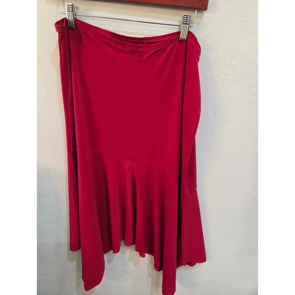 Vintage Rampage Red Handkerchief Hem Skirt Large Asymmetrical Ruffl Midi Stretch